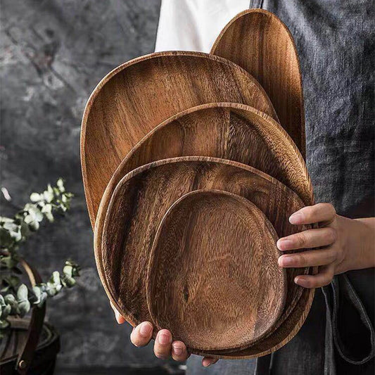 Sorella Handcarved Wood Plate Set