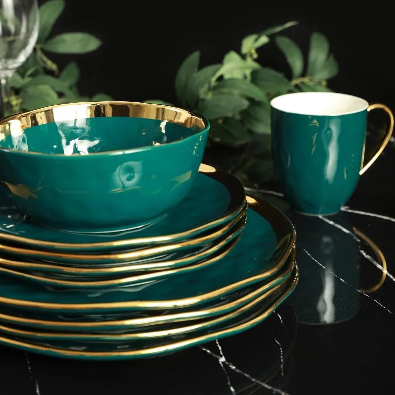 Opulent Gold Rimmed 16-Piece Dinner Set