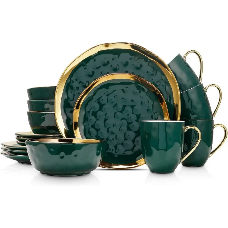 Opulent Gold Rimmed 16-Piece Dinner Set