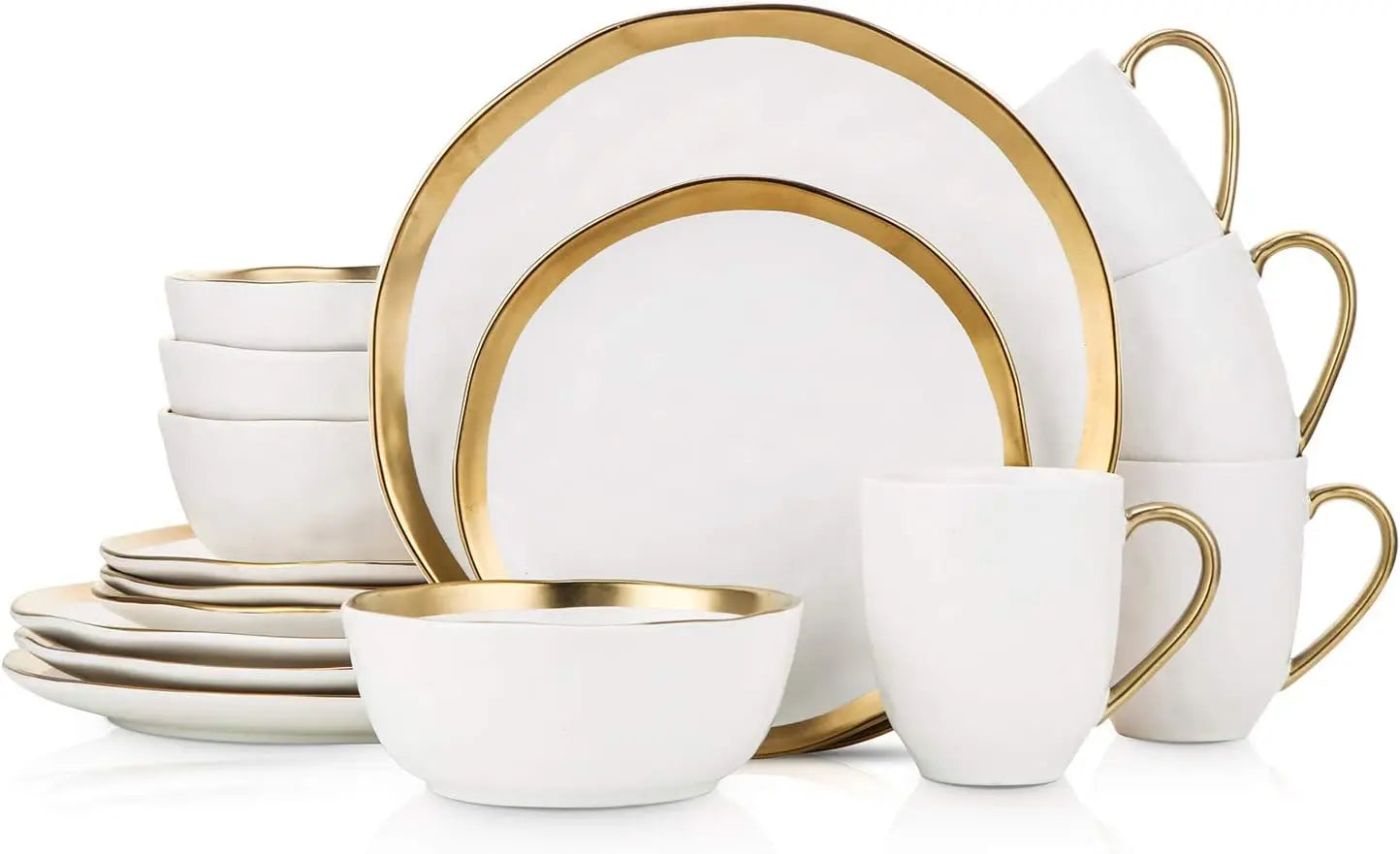 Opulent Gold Rimmed 16-Piece Dinner Set