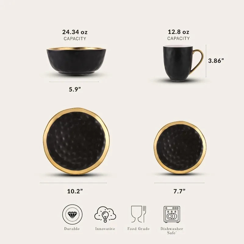 Opulent Gold Rimmed 16-Piece Dinner Set