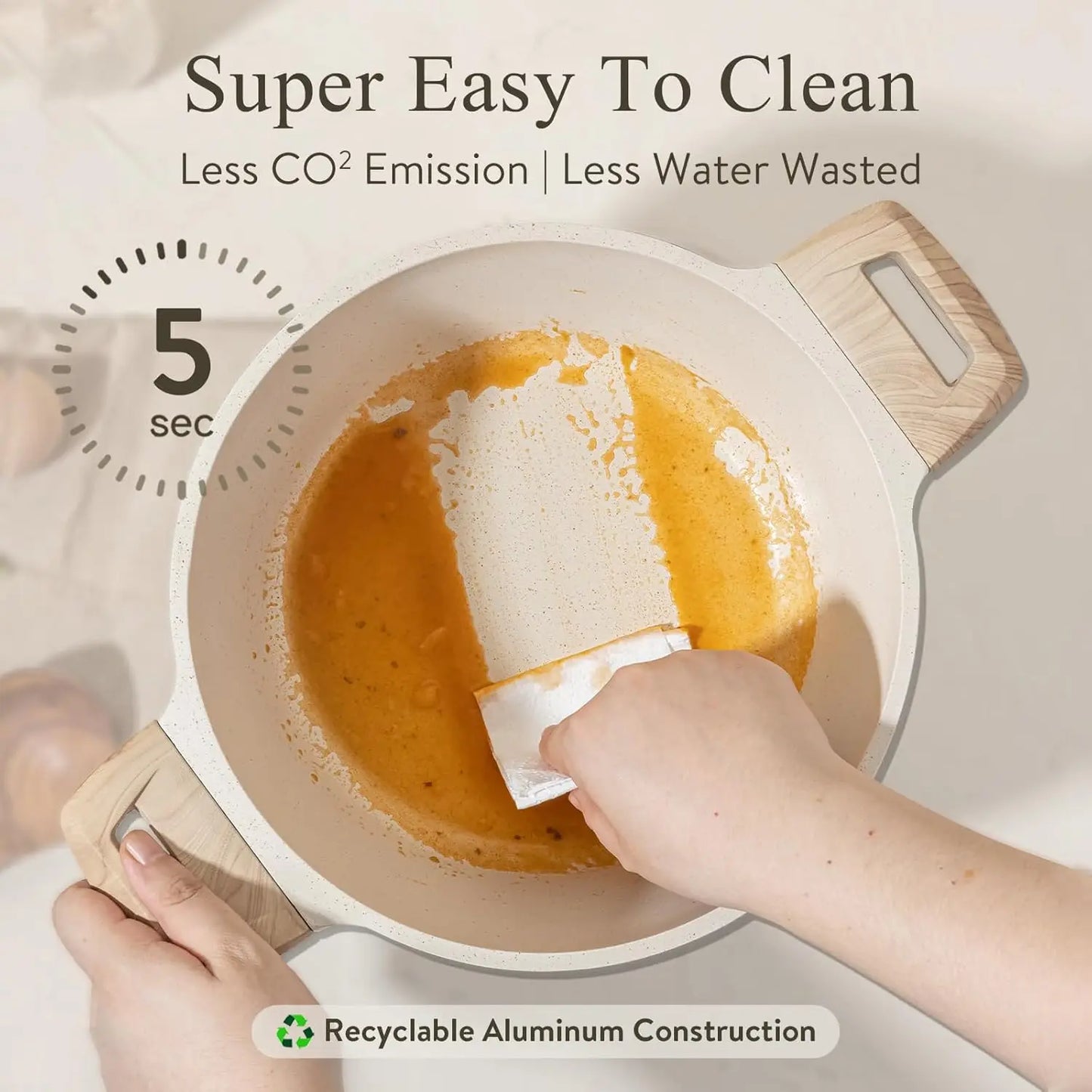 Carote White Granite 16-Piece Nonstick Cookware Set