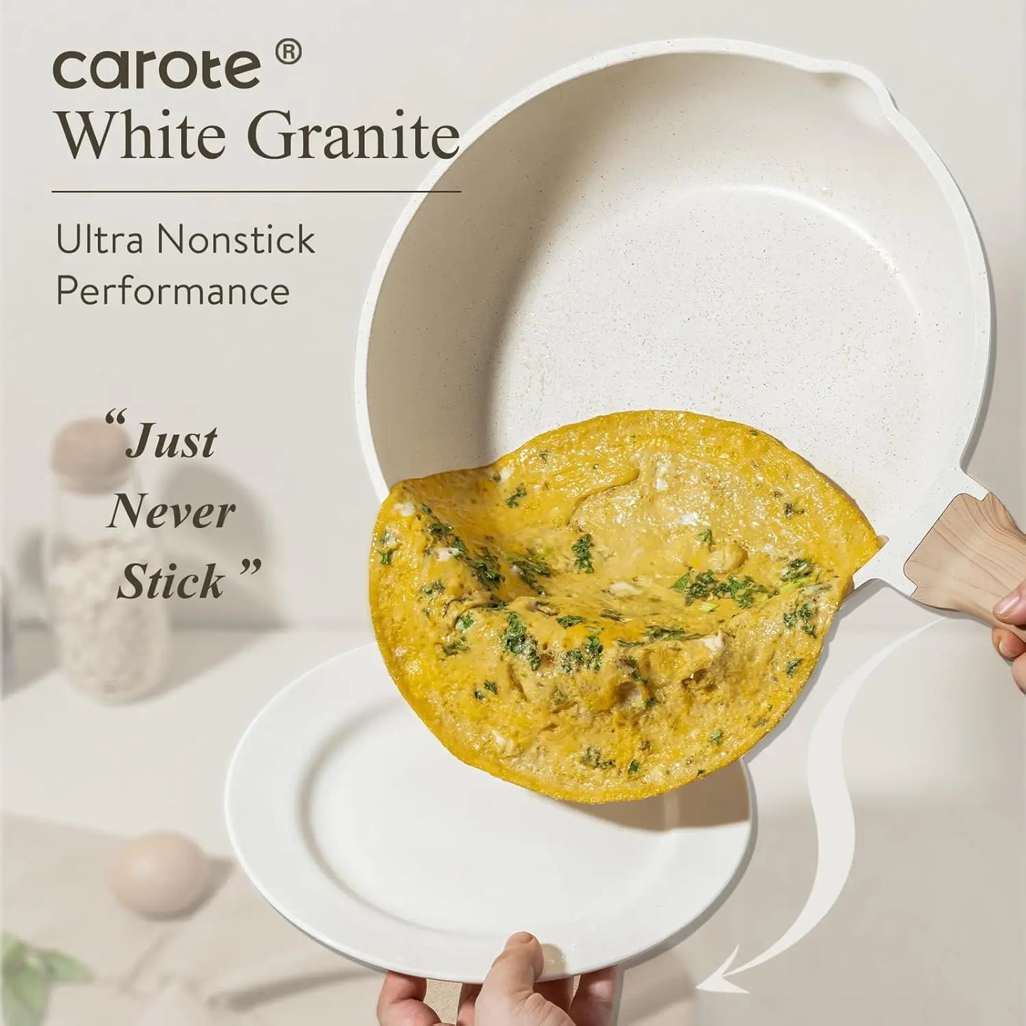 Carote White Granite 16-Piece Nonstick Cookware Set