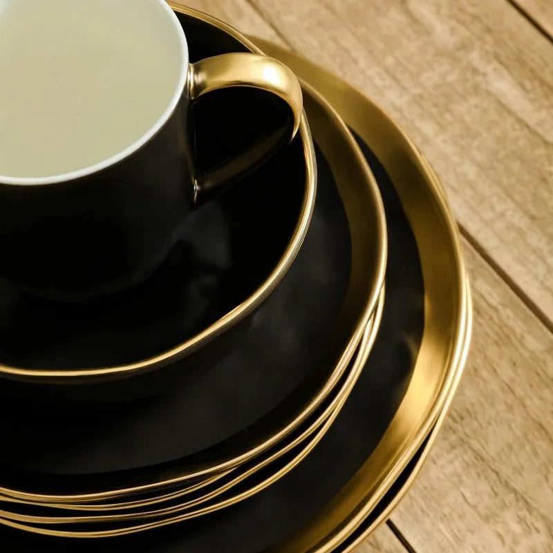 Opulent Gold Rimmed 16-Piece Dinner Set
